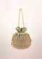 Pista Green Potli In Velvet Heavily Embroidered With Beads And Moti Work In Scalloped And Tassel