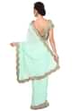Moonlight jade green saree enahcned in kundan embroidered border only on Kalki - KALKI Fashion India