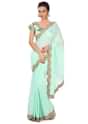 Moonlight jade green saree enahcned in kundan embroidered border only on Kalki - KALKI Fashion India