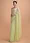 Pista Green Saree In Georgette With Embroidered Border And Buttis Online - Kalki Online