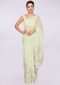Pista green shaded georgette saree with net embroidered bottom only on Kalki