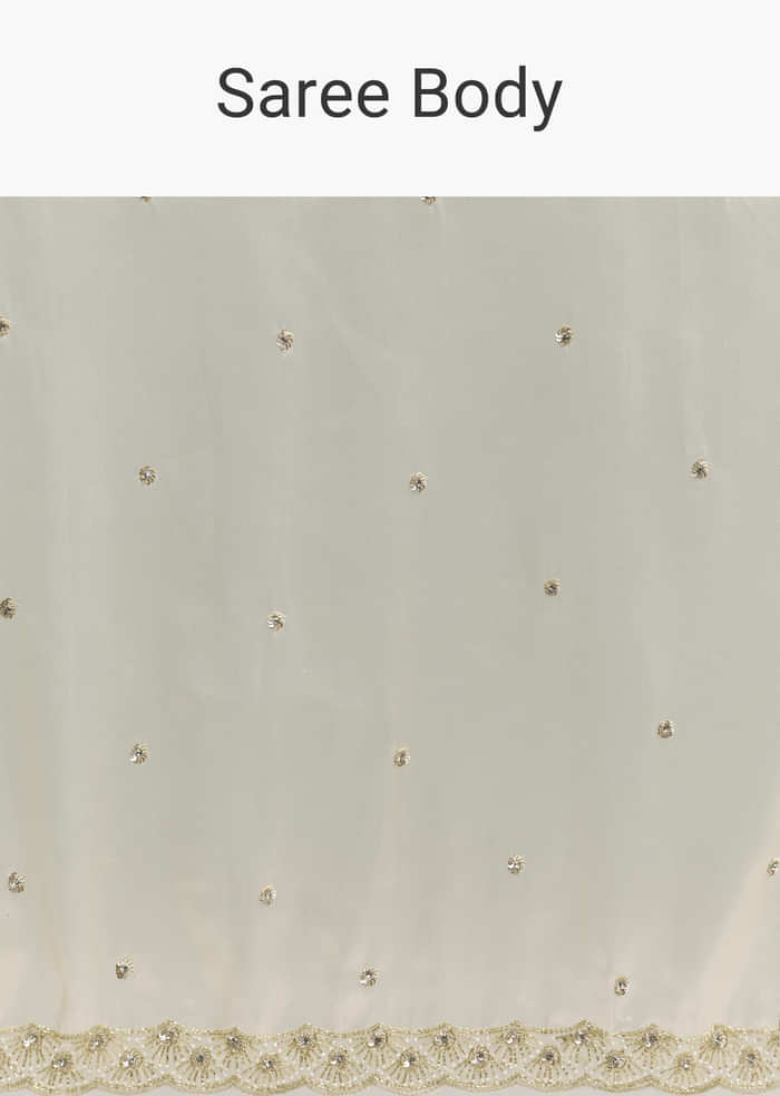 Pista Green Tissue Saree With Butti Work Embroidery