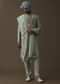 Pista Green Sherwani Set In Raw Silk With Cut Dana And Thread Embroidery