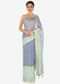 Pista green and blue saree in silk with gotta patch and moti embroidered butti only on Kalki