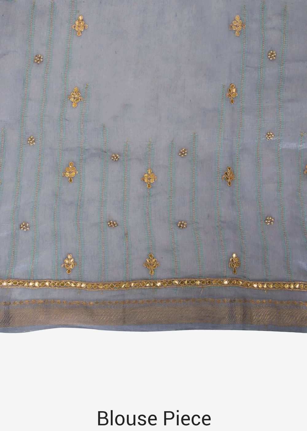 Pista green and blue saree in silk with gotta patch and moti embroidered butti only on Kalki - KALKI Fashion India