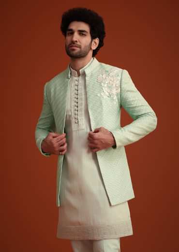 Pista Green Embroidered Jodhpuri Set