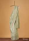 Pista Green Handloom Banarasi Saree In Katan Silk With Meenakari Weave And Unstitched Blouse