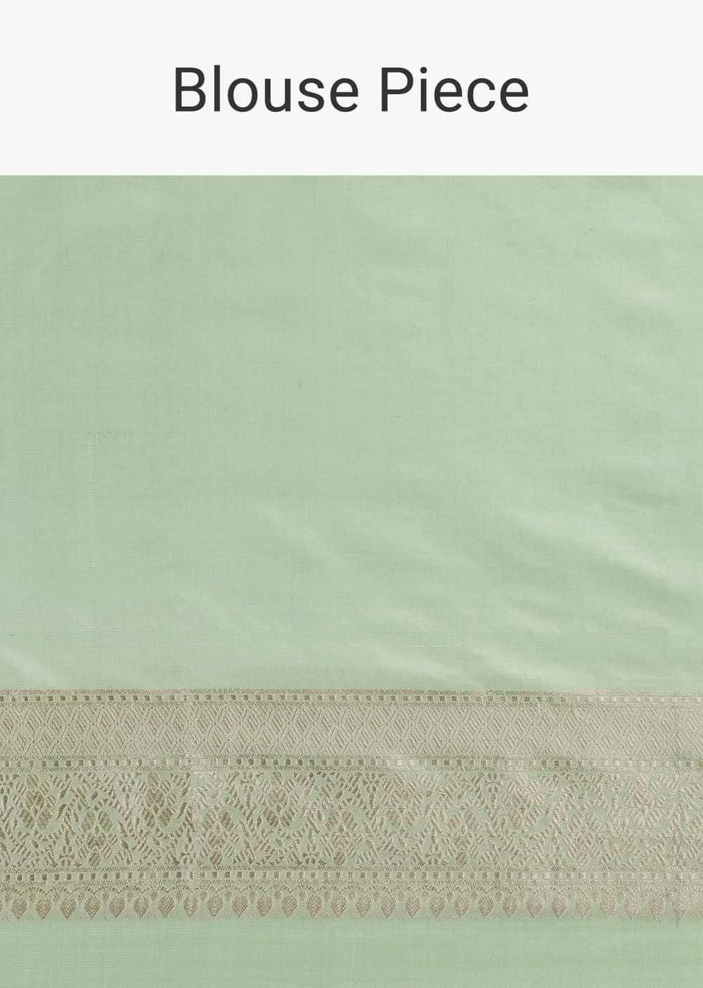 Pista Green Handloom Banarasi Saree In Uppada Silk With Brocade Weave And Unstitched Blouse