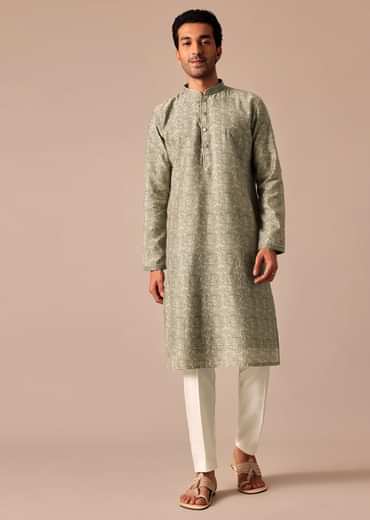Pista Green Kurta Set In Muslin Silk