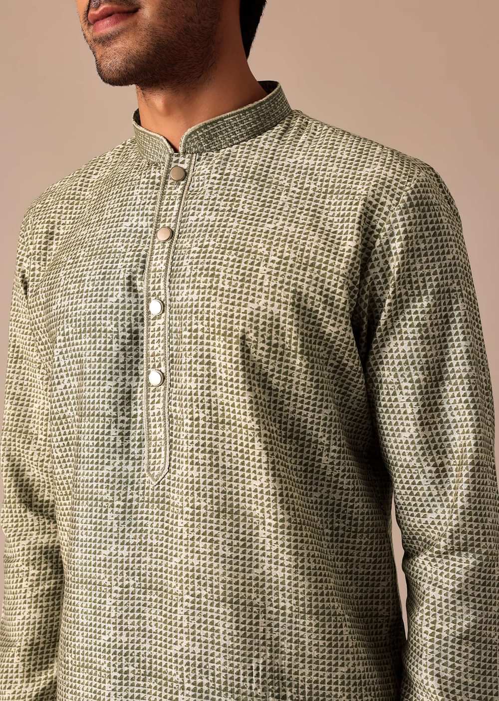 Pista Green Kurta Set In Muslin Silk