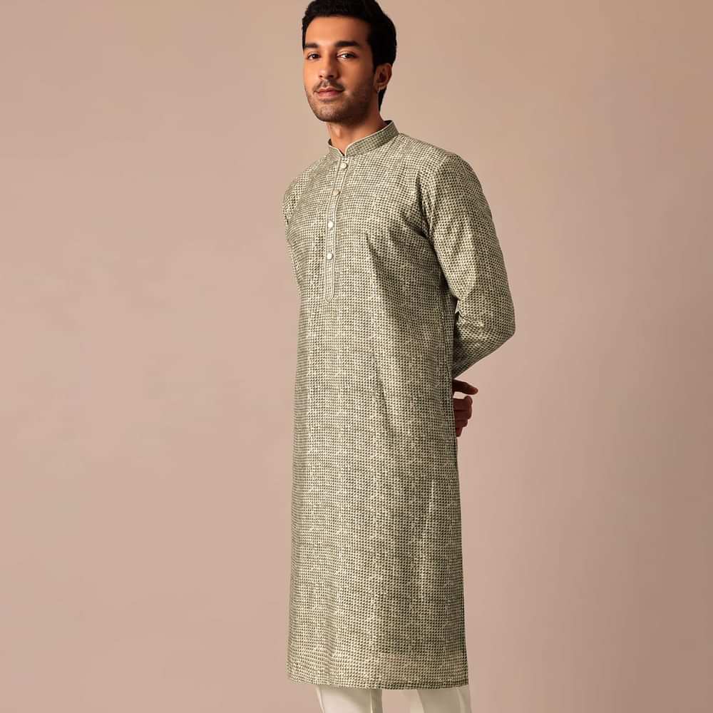 Pista Green Kurta Set In Muslin Silk