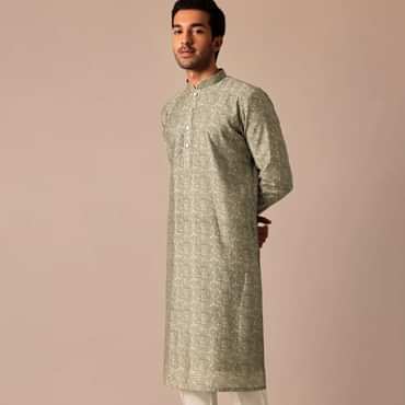 Pista Green Kurta Set In Muslin Silk