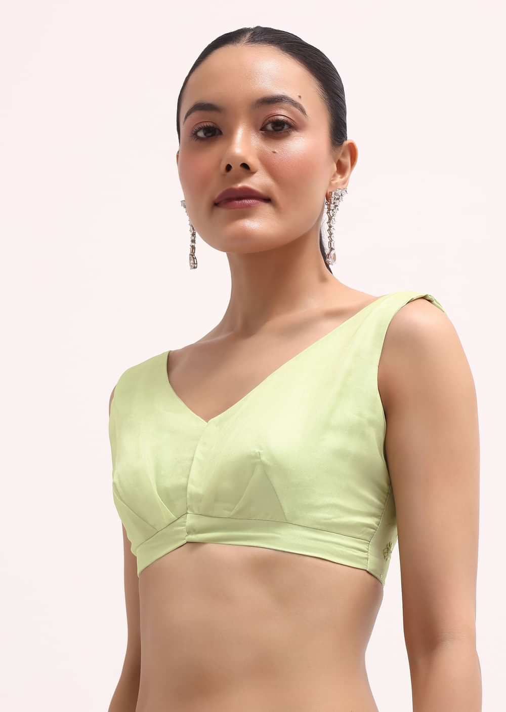 Pista Green Organza Saree In Sequins With Unstitched Blouse