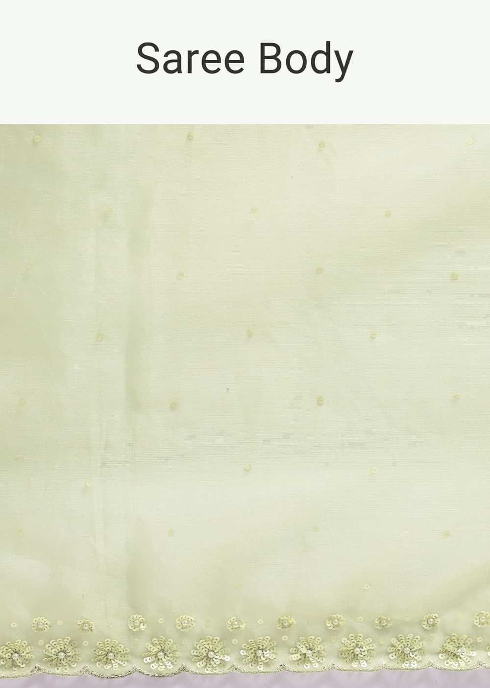 Pista Green Organza Saree In Sequins With Unstitched Blouse