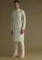 Pista Green Sequin Embroidered Kurta Set With A Printed Texture In Silk