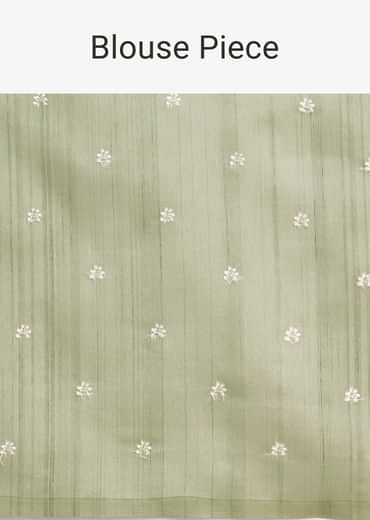 Pista Green Tussar Saree With Unstitched Blouse