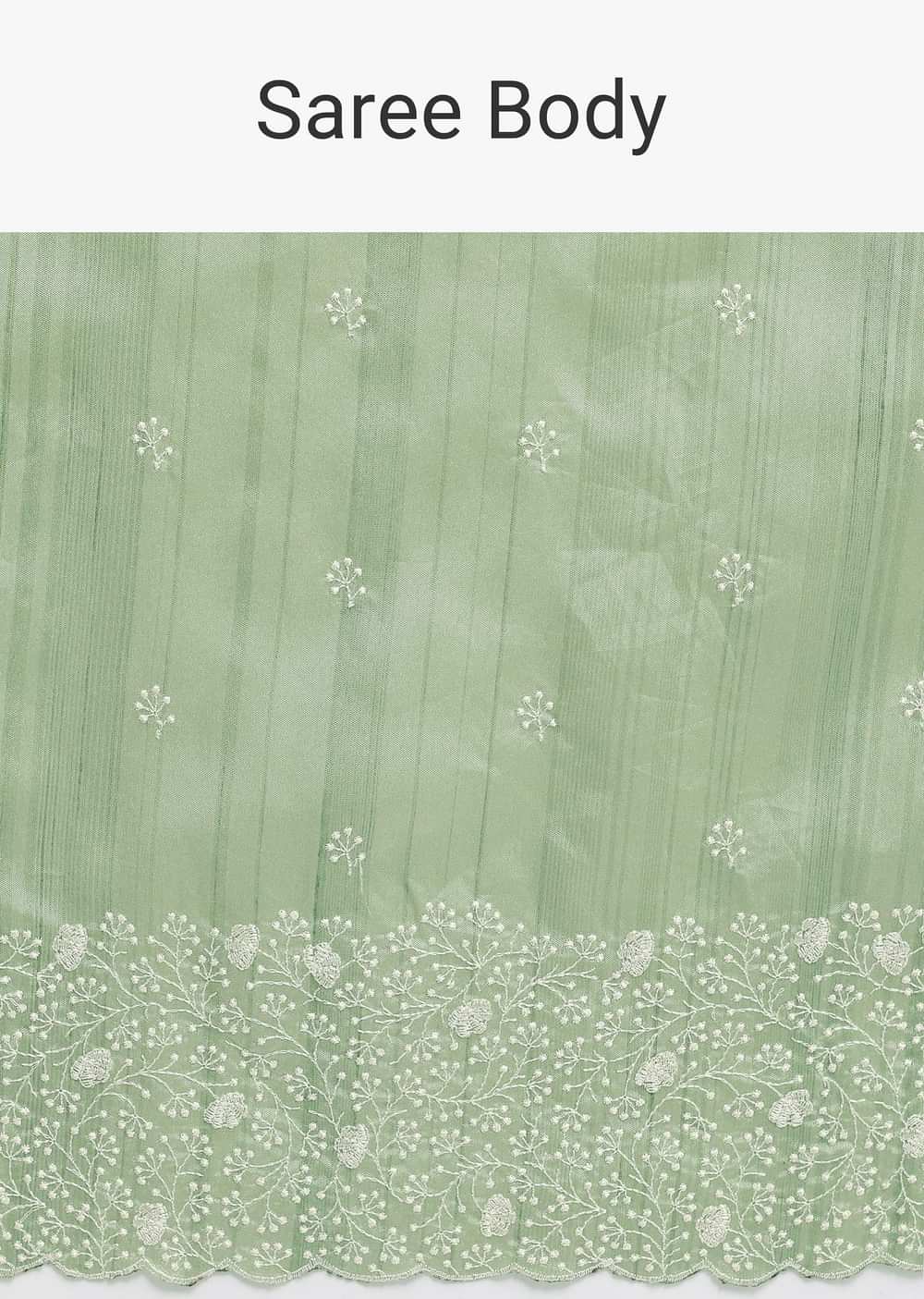 Pista Green Tussar Saree With Unstitched Blouse