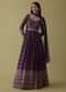 Plum Purple Anarkali Suit Set In Silk With Bandhani Print And Brocade Weave