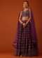 Plum Purple Bandhani Printed Lehenga And Blouse Set In Tussar Silk