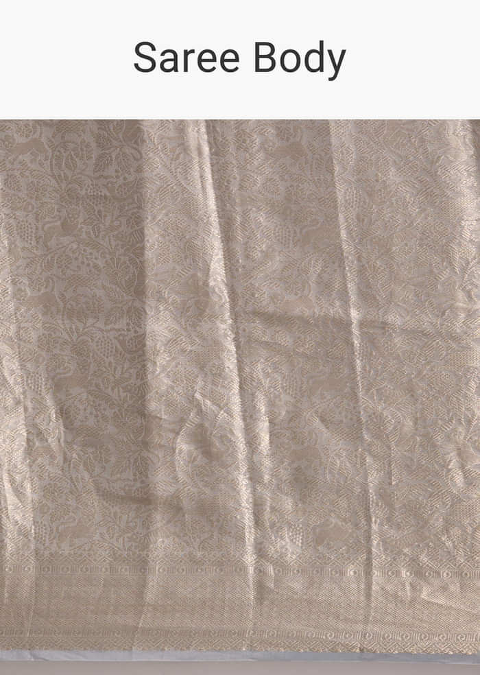 Powder Blue Chanderi Silk Woven Saree With Zari Embroidery