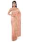 Powder peach banarasi saree with matching blouse piece only on Kalki
