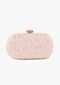 Powder Peach Rounded Box Clutch With Embroidered Net Adorned In Resham And Sequins In Striped Design Online - Kalki Fashion