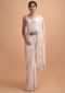 Powder Pink Saree In Satin Silk With Embellished Honeycomb Pattern And Floral Buttis Online - Kalki Online