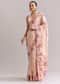Powder Pink Satin Saree With Digital Florals And Hand Embroidery