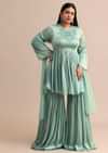 Powder Blue Embroidered Kurta Sharara With Dupatta