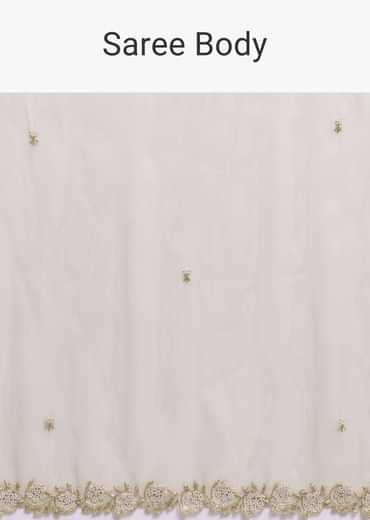 Powder Green Foil Saree In Tissue With Embroidered Borders