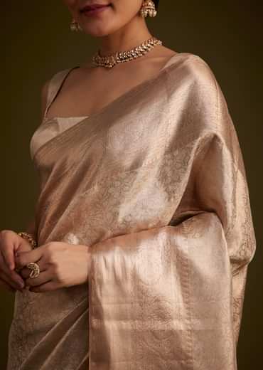 Powder Peach Kanjivaram Silk Saree
