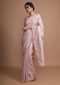 Powder Pink Saree In Dola Silk With Colorful Thread Embroidered Floral Buttis And Zari Mesh Online - Kalki Fashion