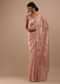 Powder Pink Tissue Organza Saree In Cut Dana Embroidery With Cutwork Detailing On The Border
