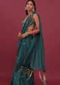 Emerald Green Pre-Pleated Saree With Floral Buttis And Embroidered Blouse - NOOR 2022