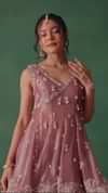 Purple Angrakha Style Embroidered Kurta With Lehenga