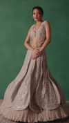 Silver Embroidered Lehenga With Blouse And Jacket