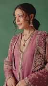 Mauve Straight Kurta With Embroidered Jacket And Bell Bottom Pants