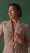 Peach Banarasi Embroidered Jacket With Palazzo And Suspender