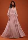 Primerose Pink Thread And Sequins Embroidered Georgette Kaftan Gown