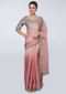 Punch pink organza saree with heavy embroidered border only on Kalki