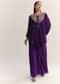 Purple Chinon Kaftan Kurta Set With Zardosi And Thread Work