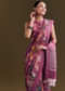 Purple Cotton Linen Saree With Faded Florals