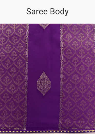 Purple Dola Silk Saree With Gota Patti Motif And Embroidered Blouse