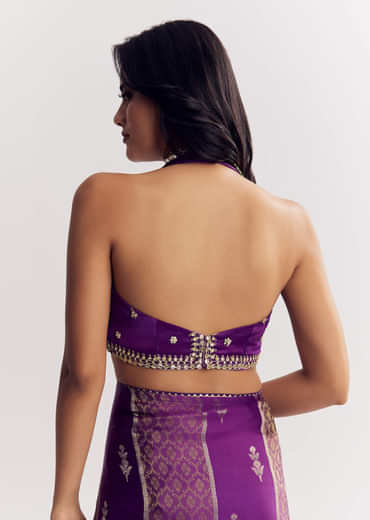 Purple Dola Silk Saree With Gota Patti Woven Motif