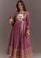 Purple Floral Printed Cotton Angrakha Style Jacket Kurta Set