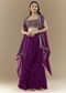 Purple Fusion Crop Top Skirt Set with Bandhani Cape