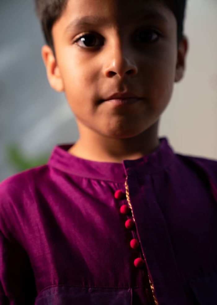 Kalki Boys Purple Kurta Shirt With Contrast Potli Buttons And Dhoop Chau Pocket Details Love The World Today