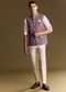 Purple Linen Jacket And Shirt Featuring Floral Kantha Detailing