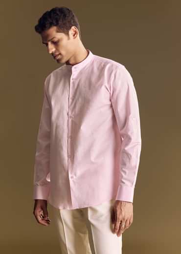 Purple Linen Jacket Kurta Set Featuring Floral Kantha Detailing