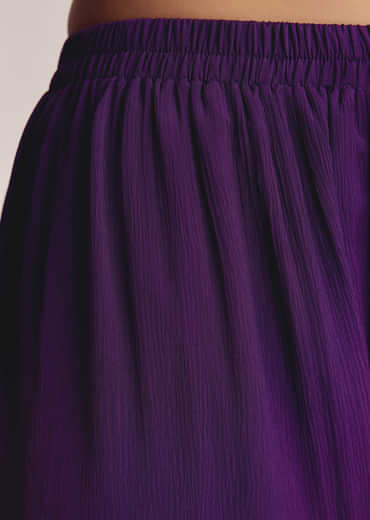 Purple Organza Embroidered Kurta Set With Dupatta